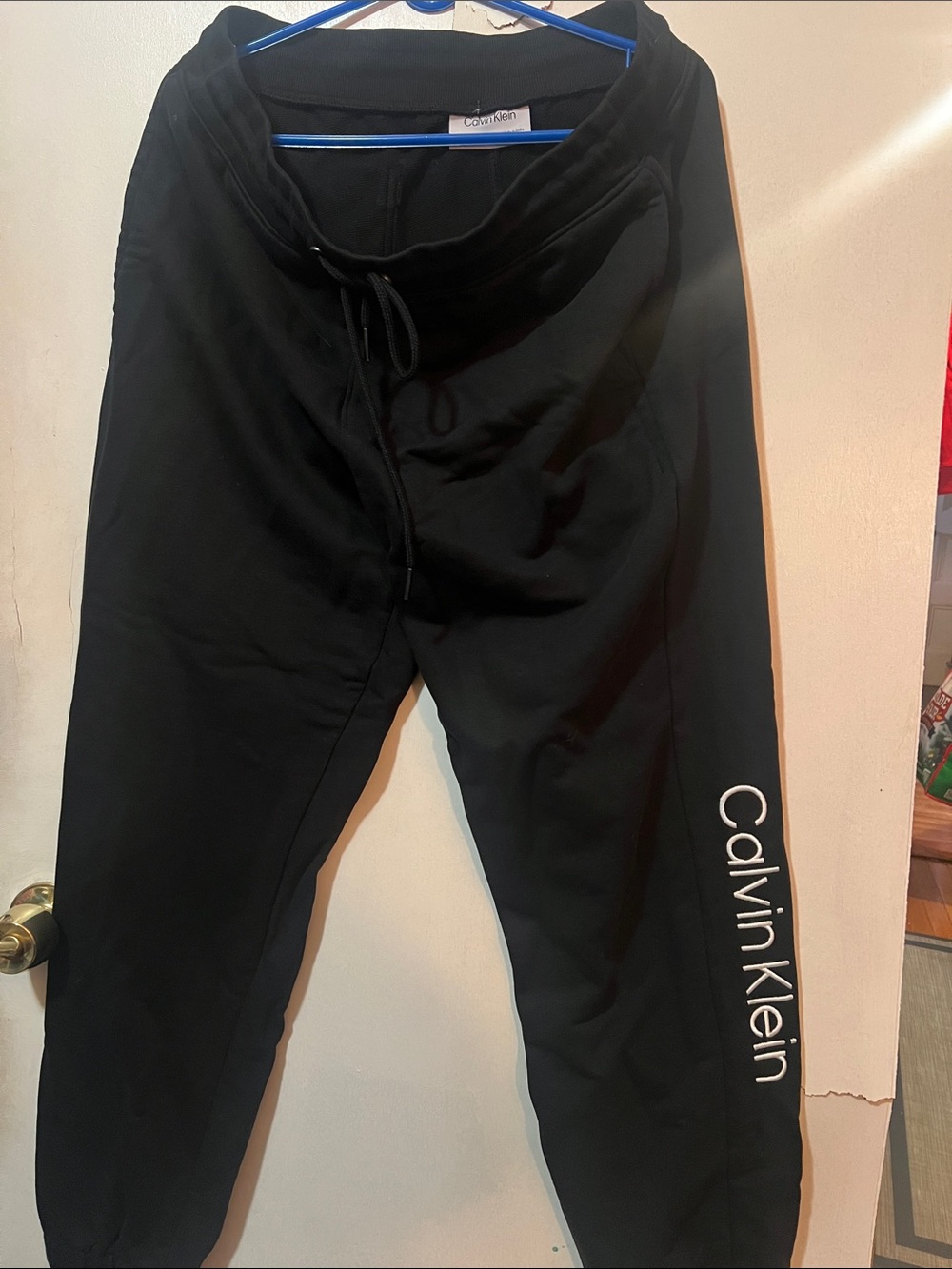 Calvin Klein Black Jogger Sweatpants with White Side Logo